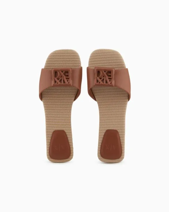 Slippers With Band And Logo Camel Women Armani Sandals Slippers With Band And Logo Camel Women Armani Sandals