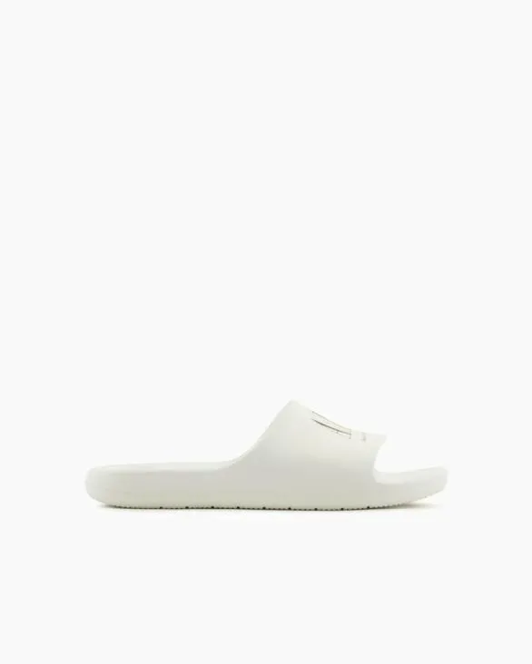 Slippers With Icon Project Logo White Men Armani Sandals