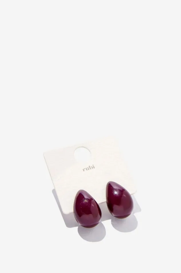Small Charm Earring Up Deep Berry Teardrop Women Cotton On Jewelry