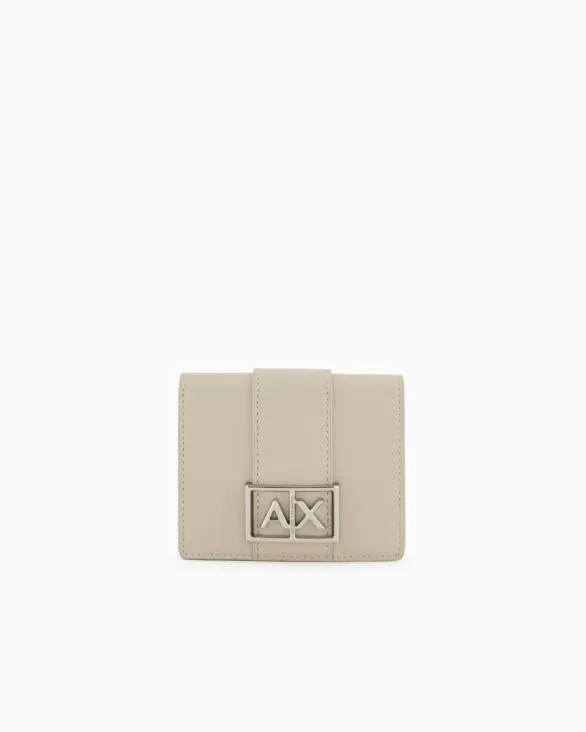 Small Wallet With ASV Logo Beige Women Armani Wallets And Small Leather Goods