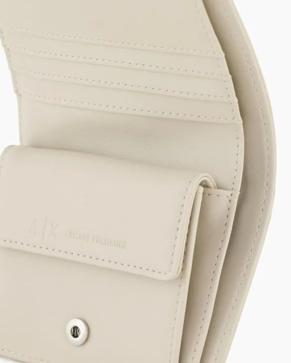 Small Wallet With ASV Logo Beige Women Armani Wallets And Small Leather Goods Small Wallet With ASV Logo Beige Women Armani Wallets And Small Leather Goods