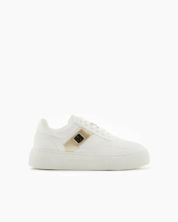 Sneakers With Contrasting Side Band White Women Armani Sneakers