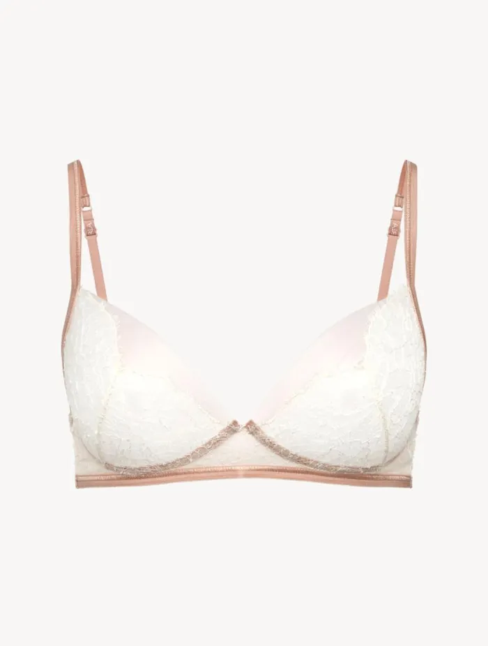 Soft Bralette In Linen And Nude Rose With Leavers Lace Lingerie La Perla Bralette Soft Bralette In Linen And Nude Rose With Leavers Lace Lingerie La Perla Bralette