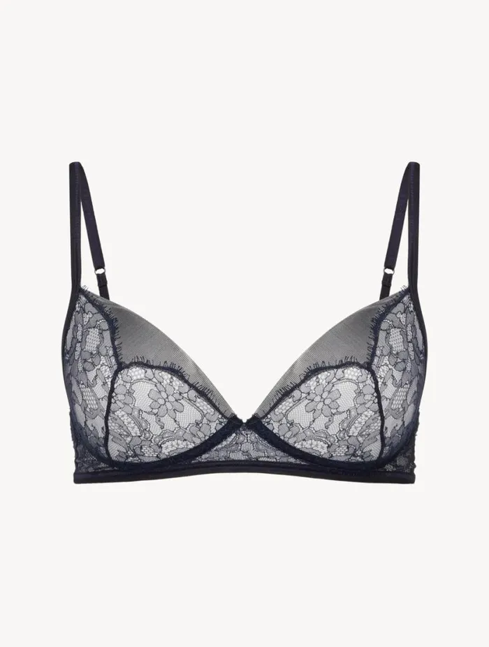 Soft Bralette In Steel Blue And Black With Leavers Lace Lingerie La Perla Bralette Soft Bralette In Steel Blue And Black With Leavers Lace Lingerie La Perla Bralette