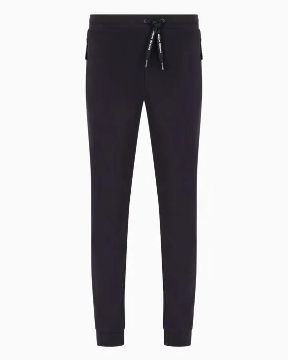 Soft Yarn Jogger Pants With Logo Navyblue Men Armani Matching Sets