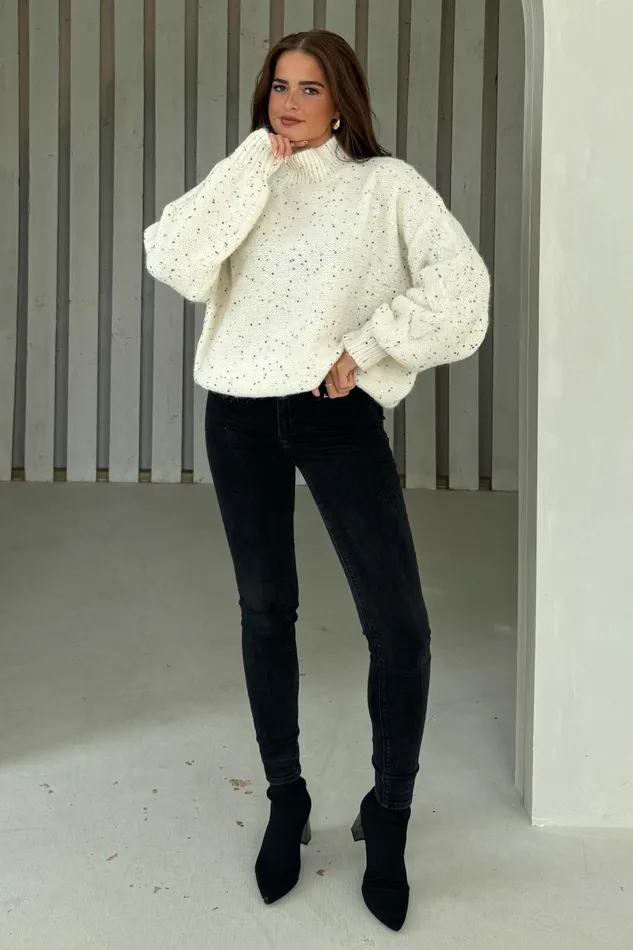 Sonya Cream Speckled Sequin Knit Jumper Women Girl In Mind Knitwear