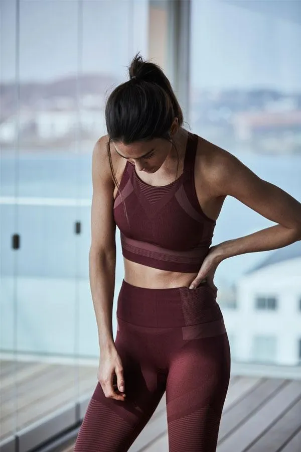 Sosandar Activewear Women Burgundy UltraSculpt High Waisted Activewear Leggings Burgundy