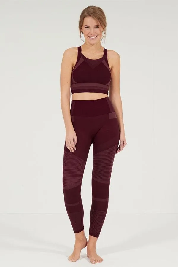 Sosandar Activewear Women Burgundy UltraSculpt High Waisted Activewear Leggings Burgundy