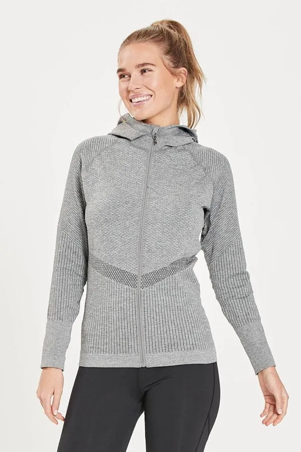 Sosandar Activewear Women Grey Essential Seamless Hooded Activewear Jacket Grey
