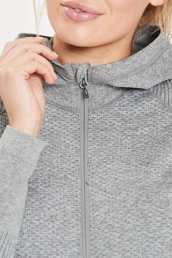 Sosandar Activewear Women Grey Essential Seamless Hooded Activewear Jacket Grey