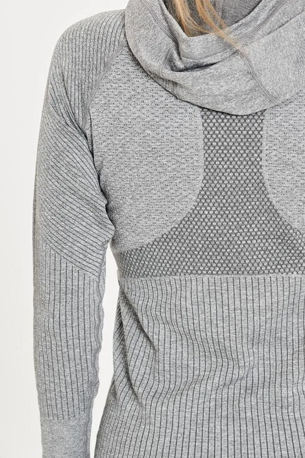 Sosandar Activewear Women Grey Essential Seamless Hooded Activewear Jacket Grey