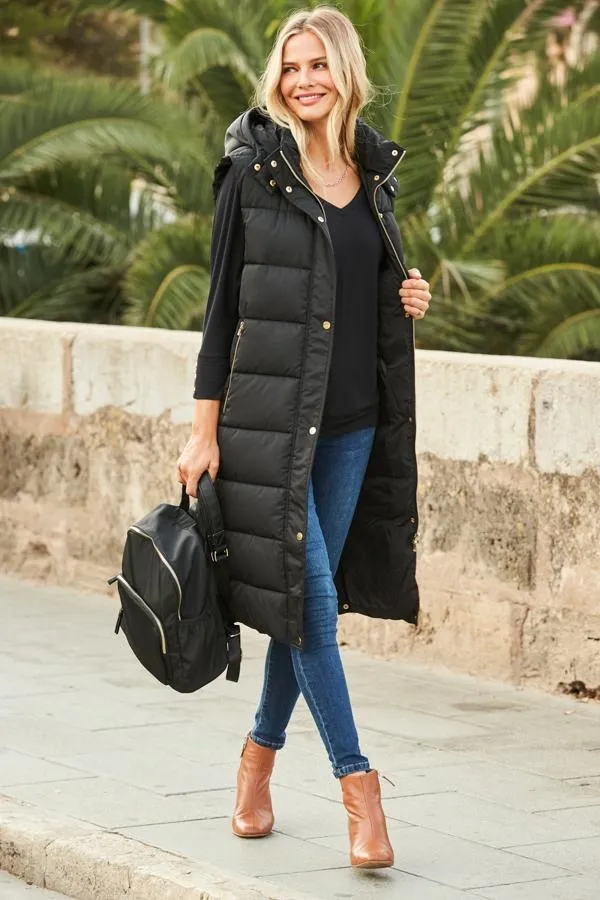 Sosandar Bags and Belts Women Black Nylon Backpack With Gold Zip Detail Black