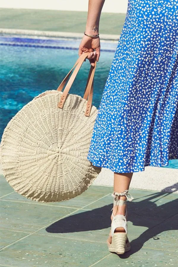 Sosandar Bags and Belts Women Natural Large Round Woven Bag