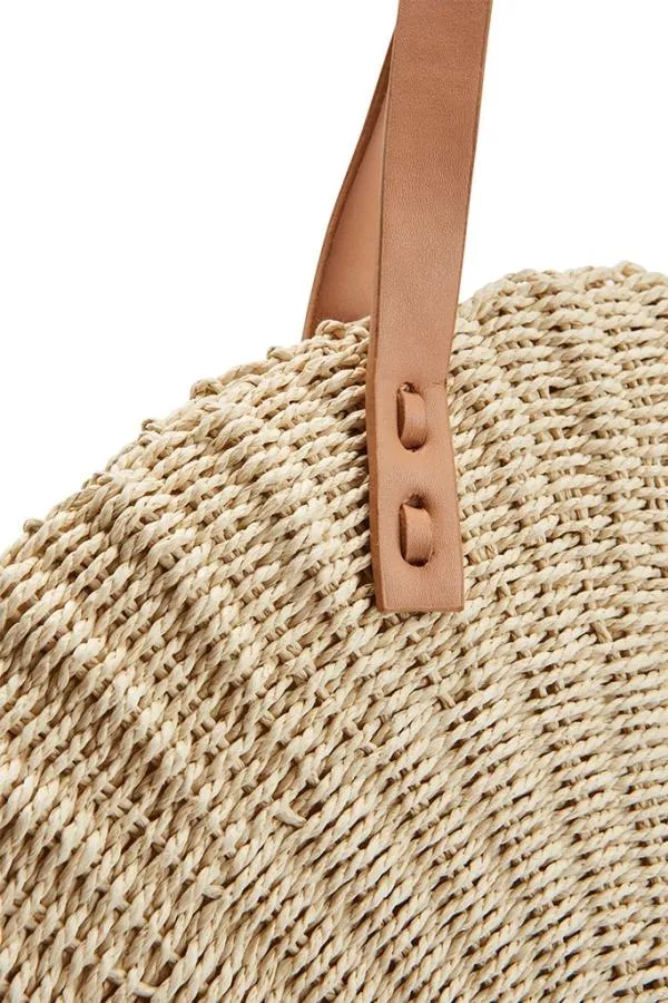 Sosandar Bags and Belts Women Natural Large Round Woven Bag