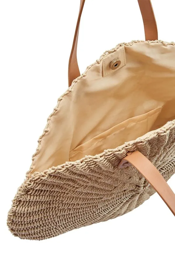 Sosandar Bags and Belts Women Natural Large Round Woven Bag
