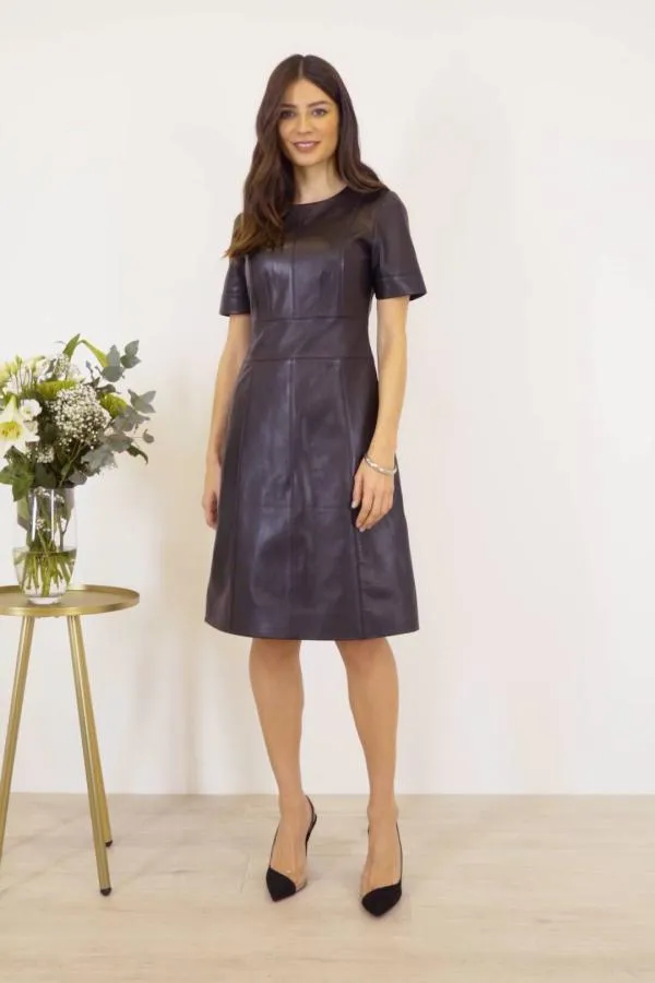 Sosandar Dresses Women Black Leather Panelled Shift Dress Black