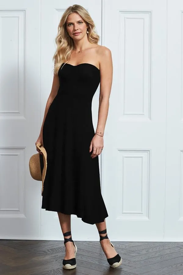 Sosandar Dresses Women Black Ruched Front Bandeau Dress Black