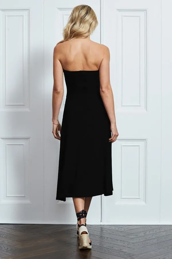 Sosandar Dresses Women Black Ruched Front Bandeau Dress Black