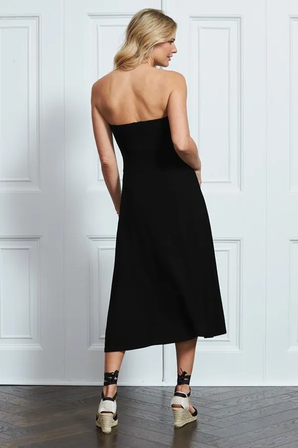 Sosandar Dresses Women Black Ruched Front Bandeau Dress Black