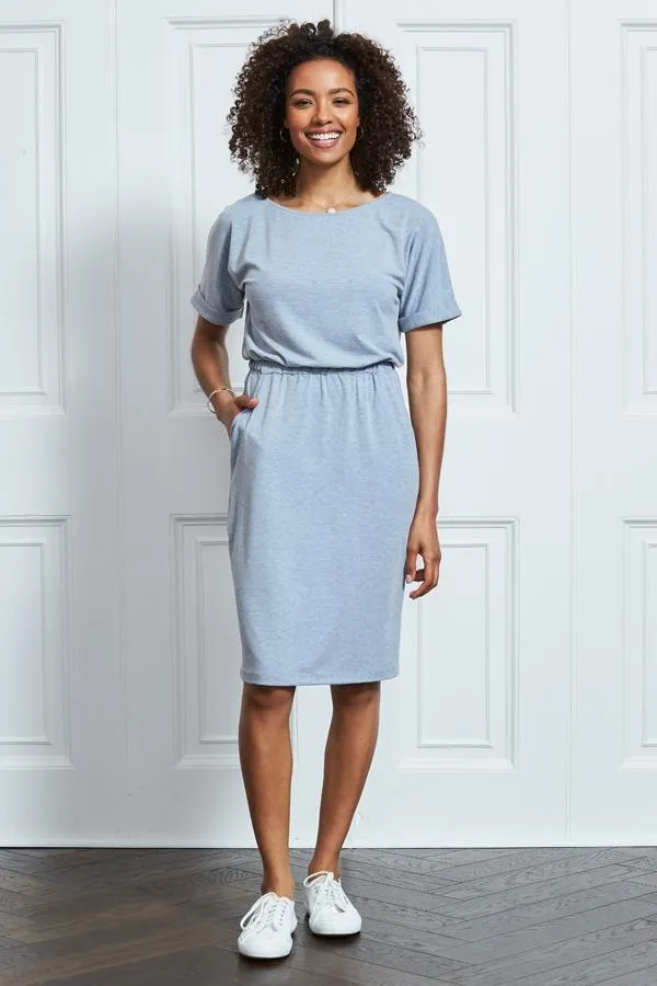 Sosandar Dresses Women Grey Super Soft Premium Jersey T Shirt Dress Grey