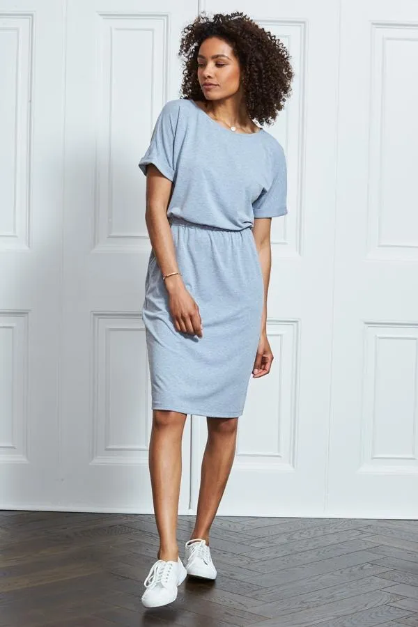 Sosandar Dresses Women Grey Super Soft Premium Jersey T Shirt Dress Grey