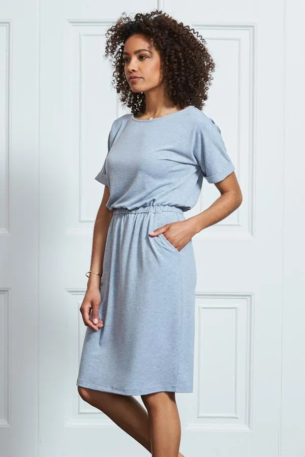 Sosandar Dresses Women Grey Super Soft Premium Jersey T Shirt Dress Grey