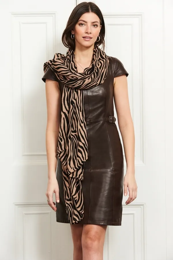 Sosandar Hats Scarves and Gloves Women Natural Zebra Print Scarf