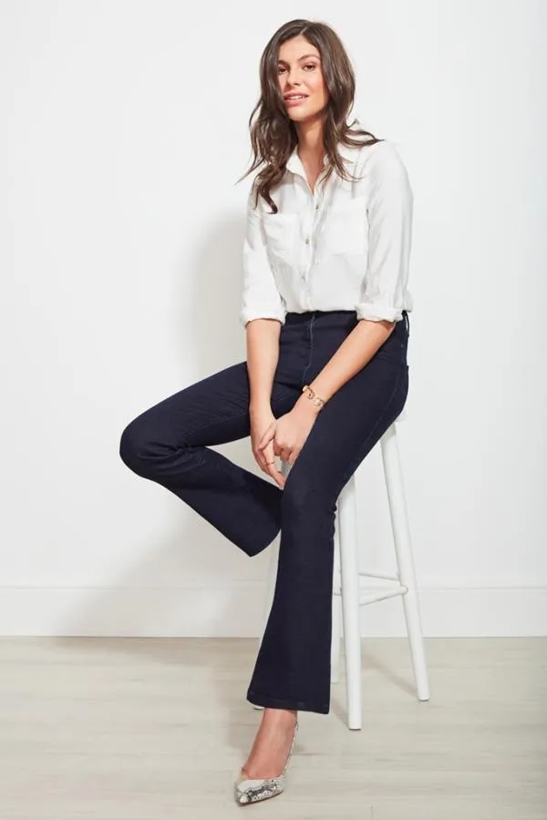 Sosandar Jeans and Jeggings Women Dark Indigo Slim Bootcut Jeans Dark Indigo