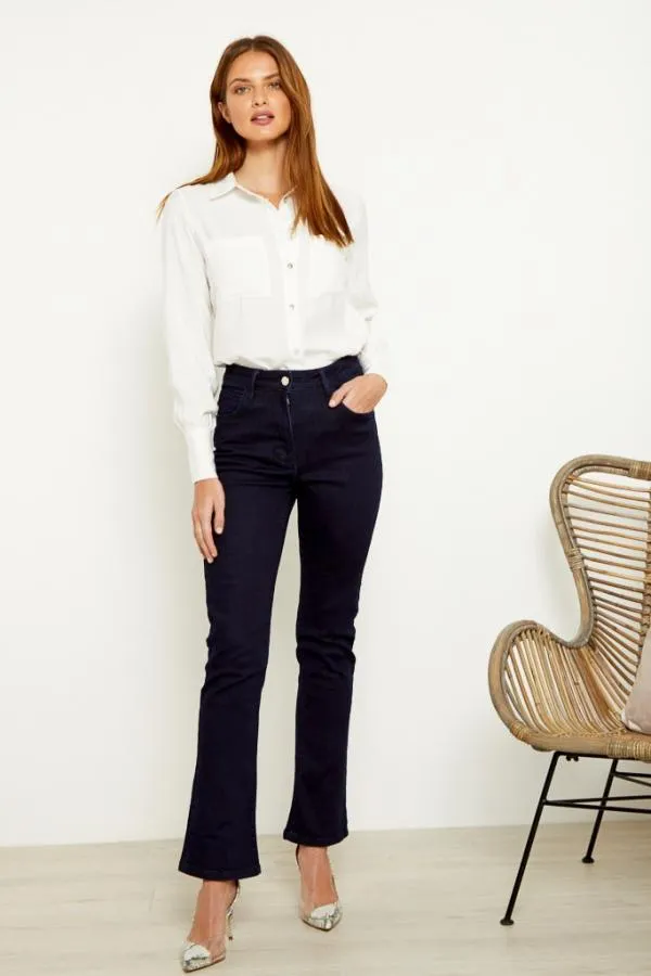 Sosandar Jeans and Jeggings Women Dark Indigo Slim Bootcut Jeans Dark Indigo