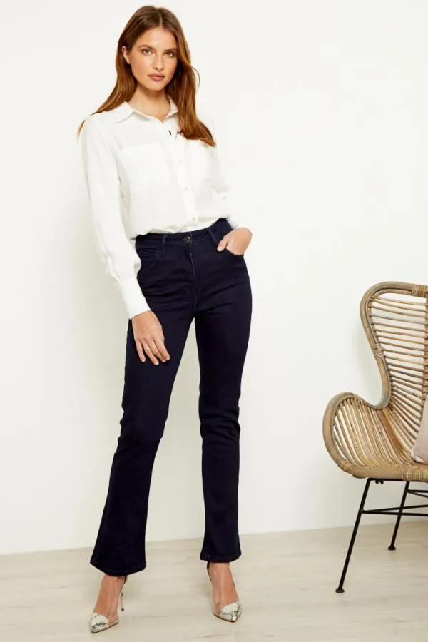 Sosandar Jeans and Jeggings Women Dark Indigo Slim Bootcut Jeans Dark Indigo