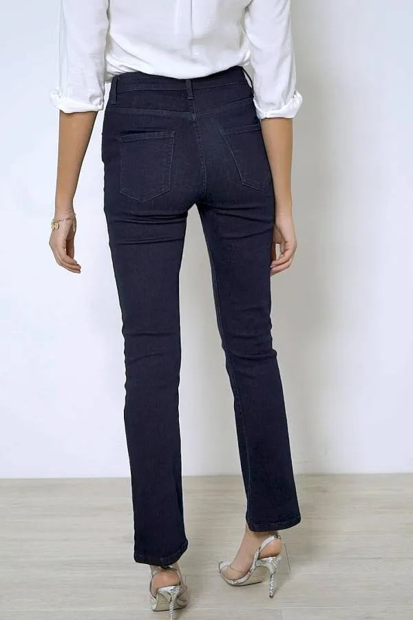 Sosandar Jeans and Jeggings Women Dark Indigo Slim Bootcut Jeans Dark Indigo