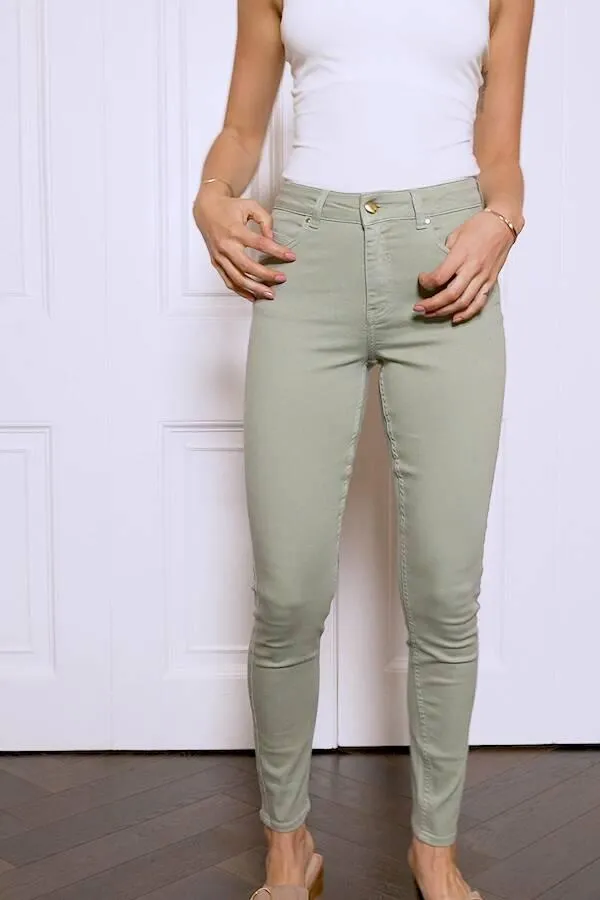 Sosandar Jeans and Jeggings Women Sage Green Perfect Skinny Jeans Green