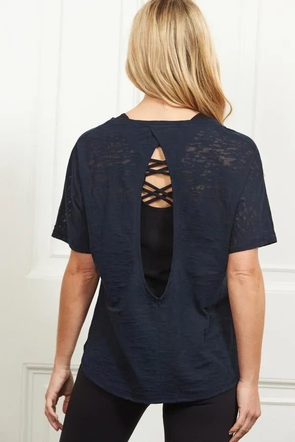 Sosandar Loungewear Women Black Sexy Back Super Stretch Activewear Vest Top Black