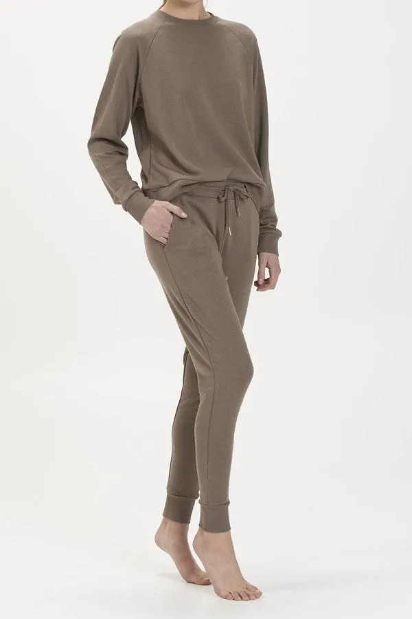 Sosandar Loungewear Women Mocha Round Neck ChillOut Sweatshirt