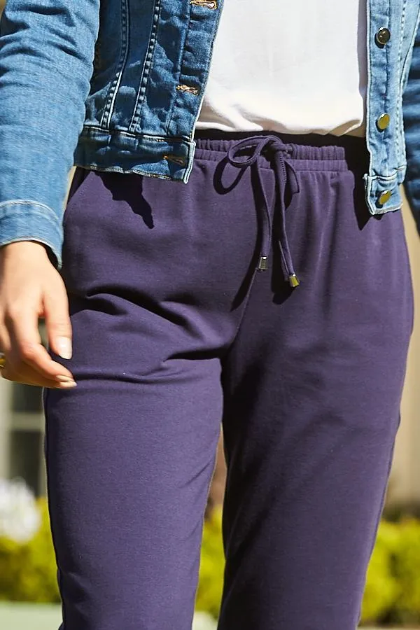 Sosandar Loungewear Women Navy Blue Turn Up Cuff Joggers Navy Blue