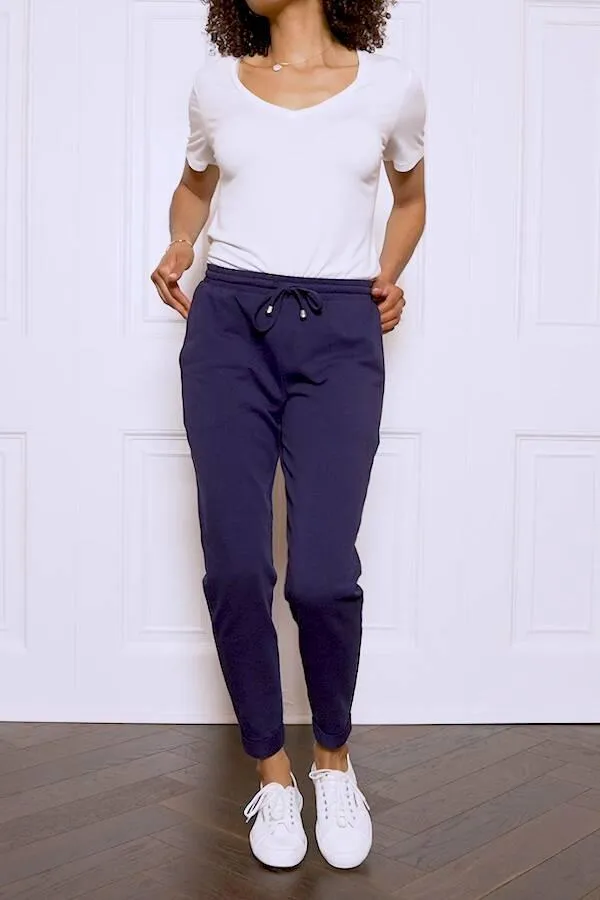 Sosandar Loungewear Women Navy Blue Turn Up Cuff Joggers Navy Blue
