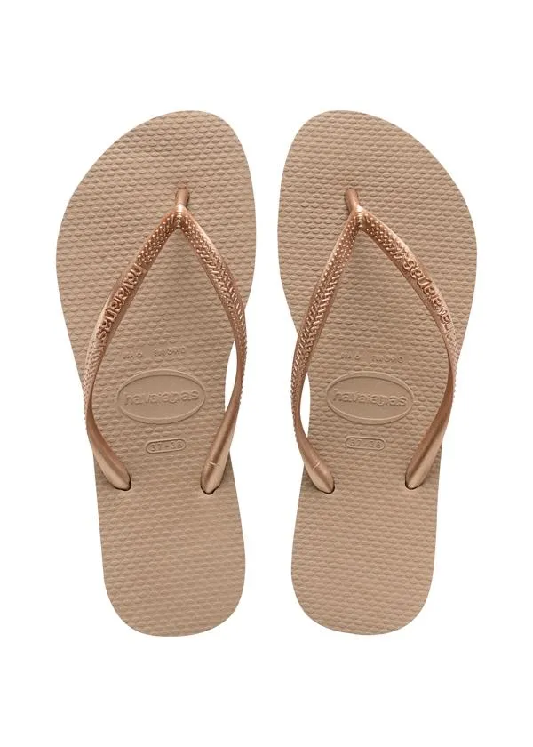 Sosandar Sandals and Flip Flops Women Havaianas Rose Gold Slim Flip Flops