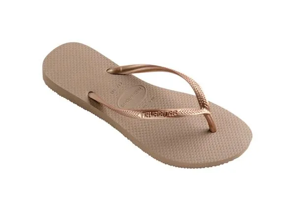Sosandar Sandals and Flip Flops Women Havaianas Rose Gold Slim Flip Flops