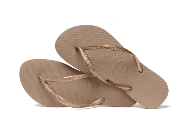 Sosandar Sandals and Flip Flops Women Havaianas Rose Gold Slim Flip Flops