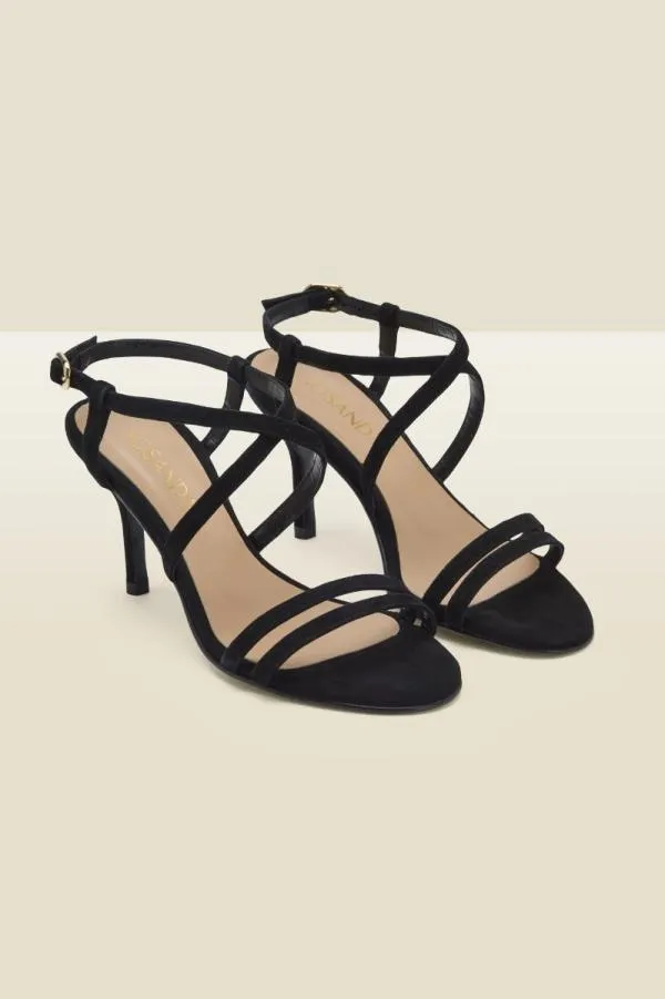 Sosandar Sandals and Flip Flops Women Millie Black Suede Strappy Sandal Black