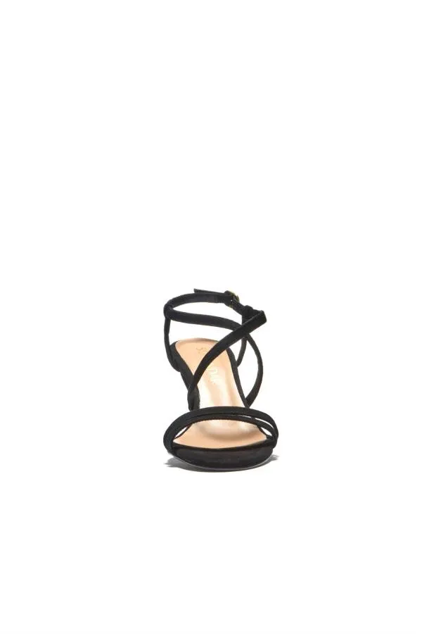 Sosandar Sandals and Flip Flops Women Millie Black Suede Strappy Sandal Black