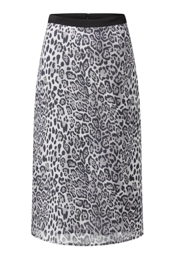Sosandar Skirts Women Grey Leopard Print Midi Skirt Grey
