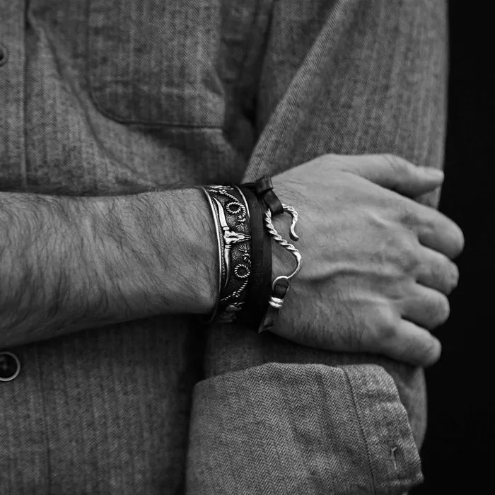 Southwestern Cuff Grey Men Stetson Bracelets