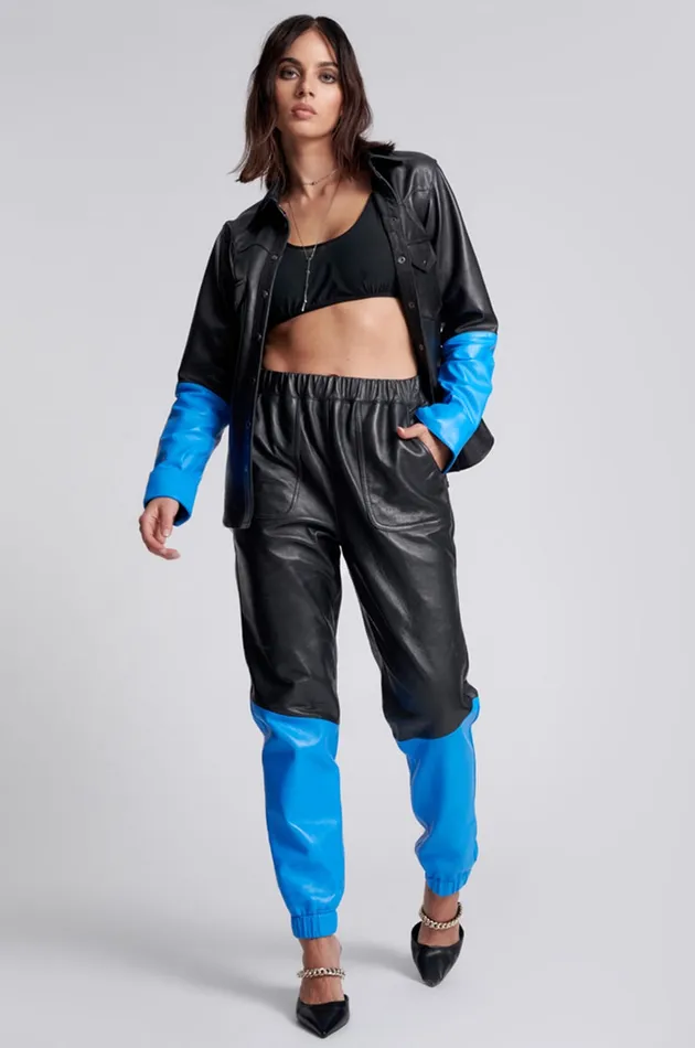 STAND BY LEATHER TRACK PANTS Women One Teaspoon Bottoms