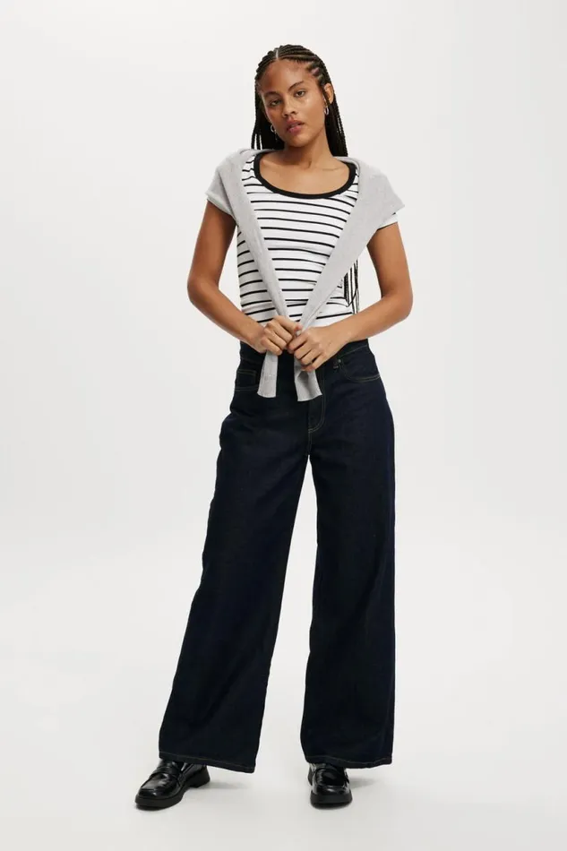 Staple Rib Scoop Neck Short Sleeve Top Remi Stripe Whiteblack Women Cotton On Tops Staple Rib Scoop Neck Short Sleeve Top Remi Stripe Whiteblack Women Cotton On Tops