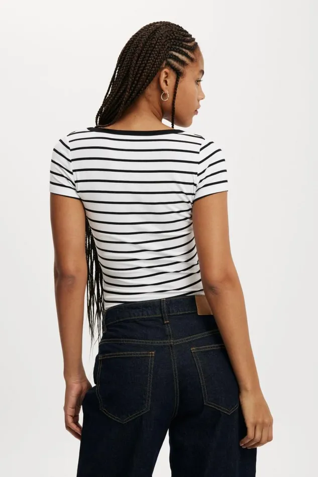 Staple Rib Scoop Neck Short Sleeve Top Remi Stripe Whiteblack Women Cotton On Tops Staple Rib Scoop Neck Short Sleeve Top Remi Stripe Whiteblack Women Cotton On Tops