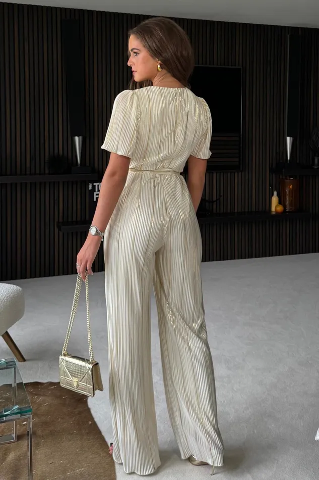 Stella White and Gold Metallic Jumpsuit Women Girl In Mind Jumpsuits and Playsuits