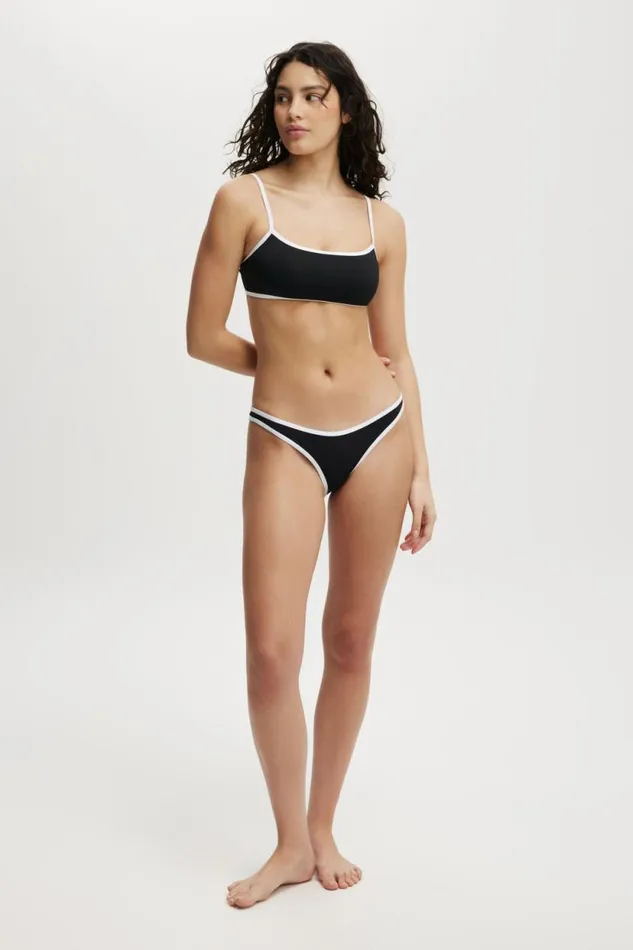 Straight Neck Crop Bikini Top Blackwhite Women Cotton On Bikinis