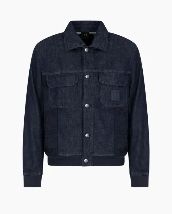 Stretch Cotton Denim Jacket Blue Men Armani Matching Sets
