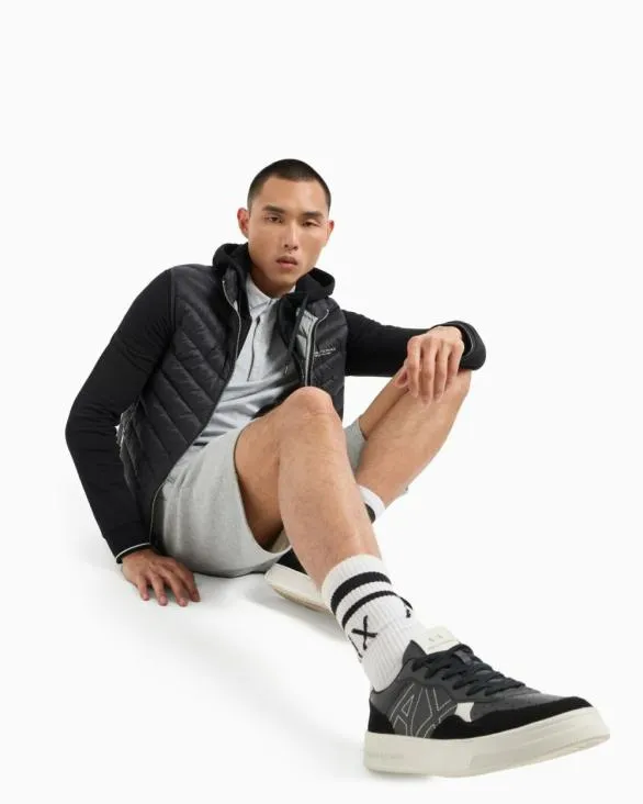Stretch Fabric Zipup Sweatshirt Black Men Armani Matching Sets Stretch Fabric Zipup Sweatshirt Black Men Armani Matching Sets